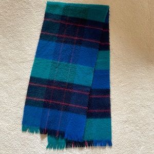Blue Plaid Wool Scarf